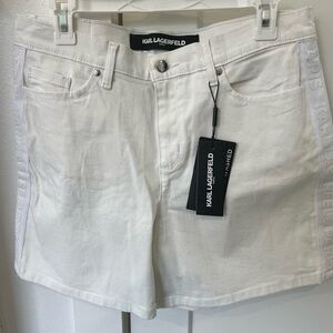 Karl Lagerfeld Women's Cream Jean Shorts
